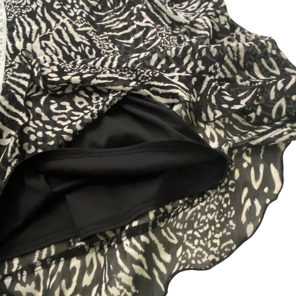 Vintage 90’s Fashion Bug Black & White Animal Print semi sheer ruffle Dress 16 - Picture 5 of 11